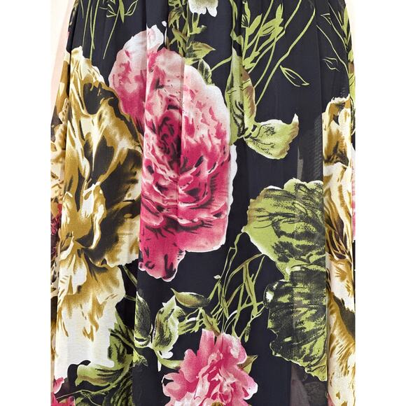 Chiffon Floral Dress S Fairy Dark Romantic Quite Luxury Old Money Date Night - Picture 4 of 13